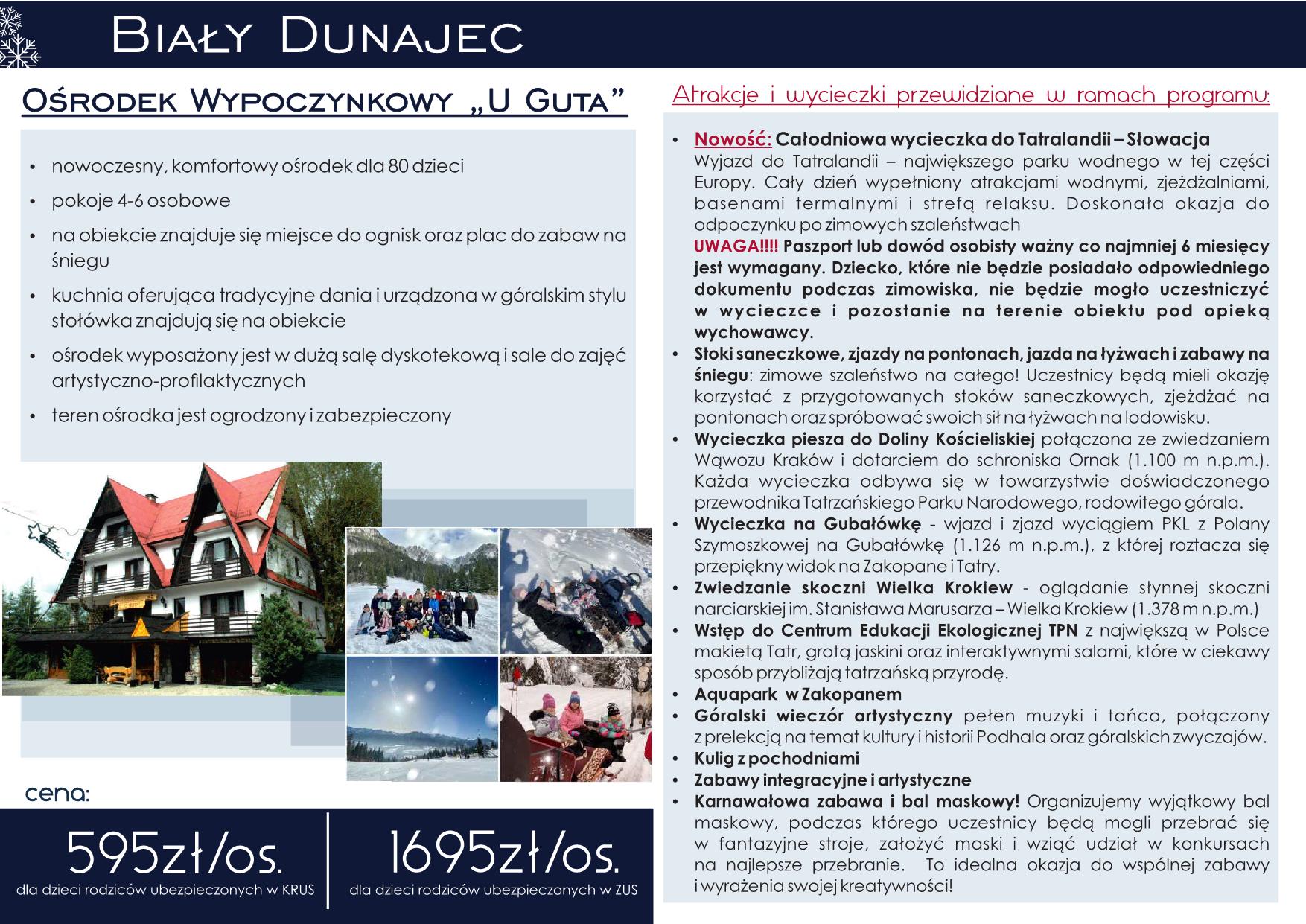 Zimowisko 2025 Bialy Dunajec szczegoly 2