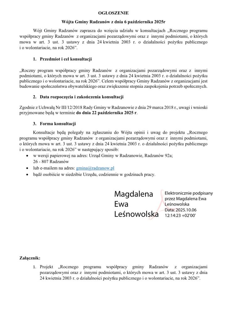 OGLOSZENIE. 1
