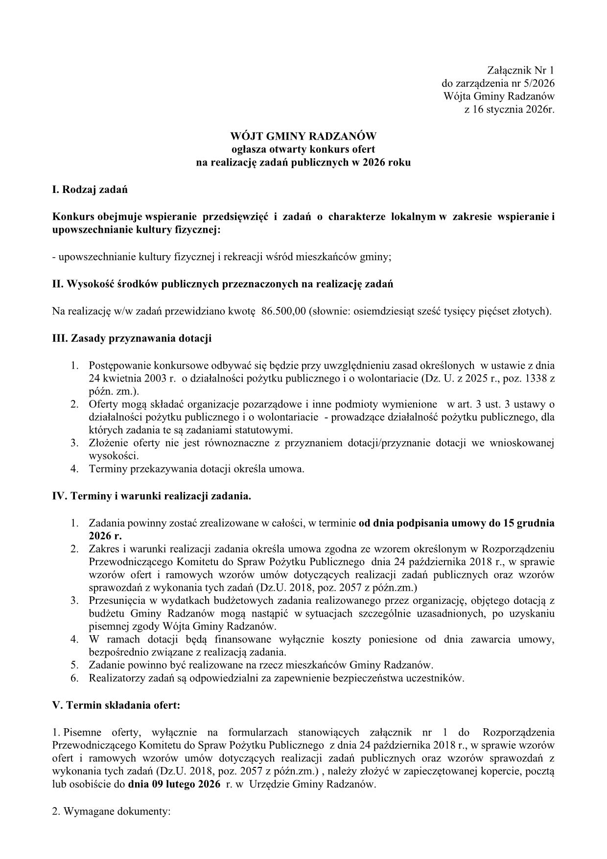 1. ogloszenie konkursu 2026 2